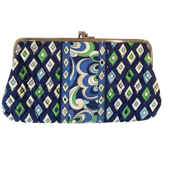 Vera Bradley Handbags - Vera Bradley Mediterranean Blue Kisslock‎ Clutch Wallet